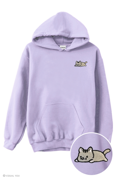 Relaxing Kitty Embroidered Hoodie