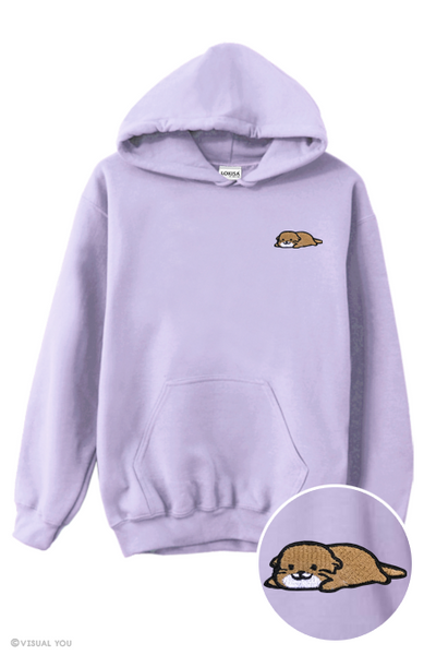 Relaxing Otter Embroidered Hoodie