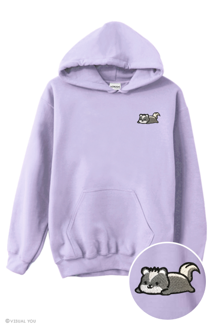 Relaxing Skunk Embroidered Hoodie