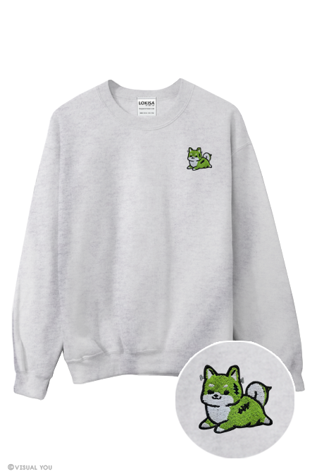 Chubby Tubby Zombie Shiba Inu Embroidered Sweatshirt