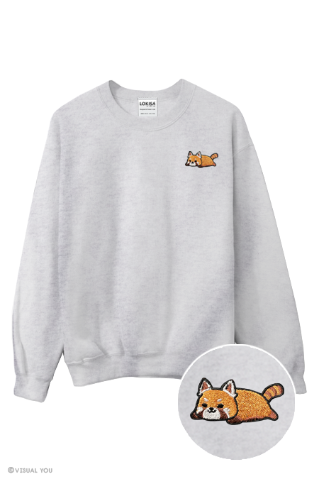 Relaxing Red Panda Embroidered Sweatshirt – Visual You
