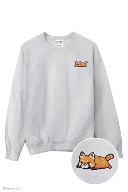 Relaxing Red Panda Embroidered Sweatshirt