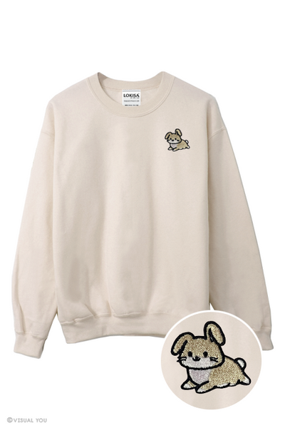 Chubby Tubby Cream Rabbit Embroidered Sweatshirt