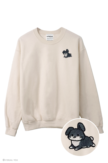Chubby Tubby Black Rabbit Embroidered Sweatshirt Visual You