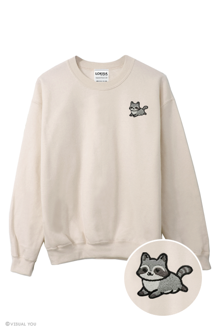 Chubby Tubby Raccoon Embroidered Sweatshirt