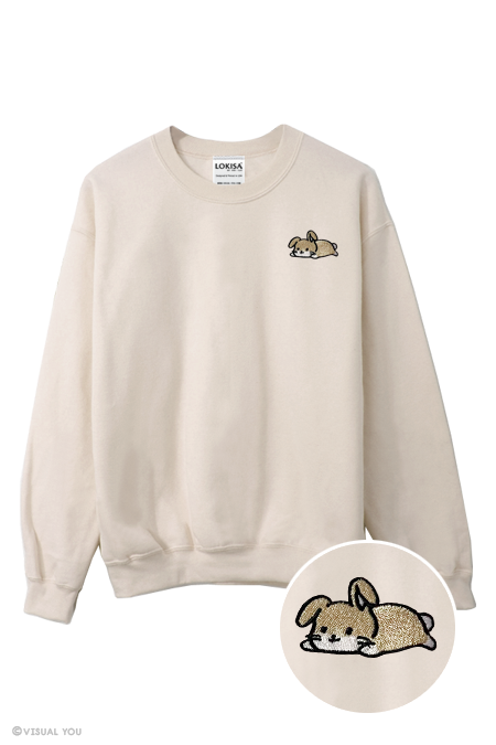 Relaxing Cream Rabbit Embroidered Sweatshirt