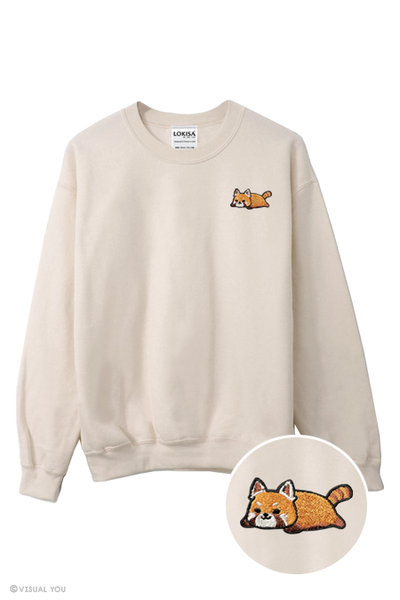 Relaxing Red Panda Embroidered Sweatshirt