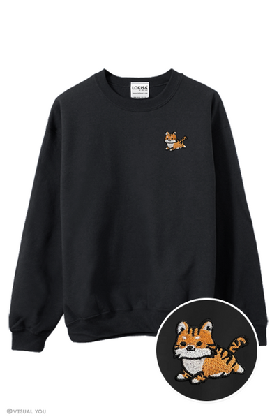 Chubby Tubby Orange Tiger Embroidered Sweatshirt
