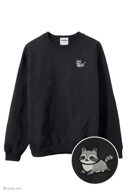 Chubby Tubby Raccoon Embroidered Sweatshirt