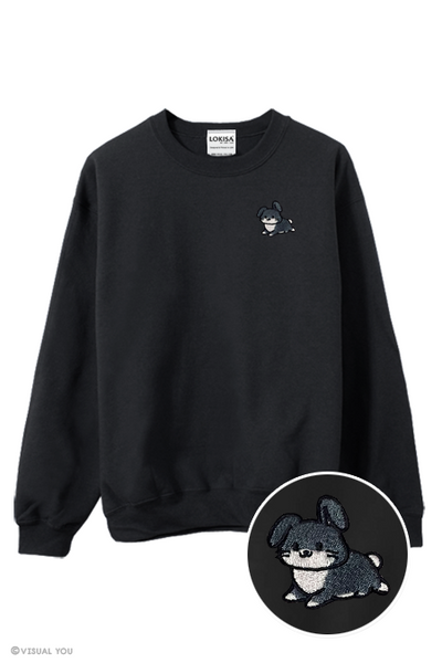 Chubby Tubby Black Rabbit Embroidered Sweatshirt