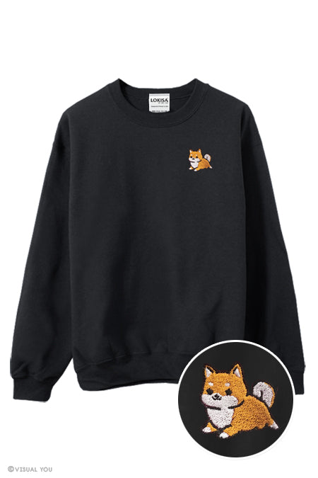 Chubby Tubby Red Shiba Inu Embroidered Sweatshirt – Visual You