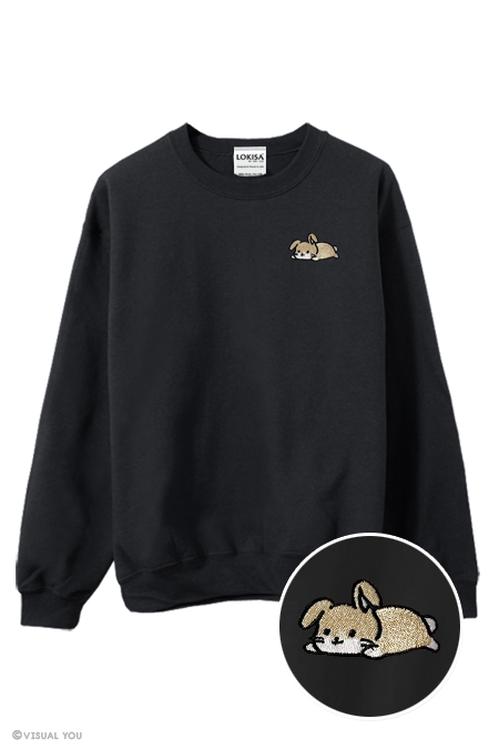 Relaxing Cream Rabbit Embroidered Sweatshirt