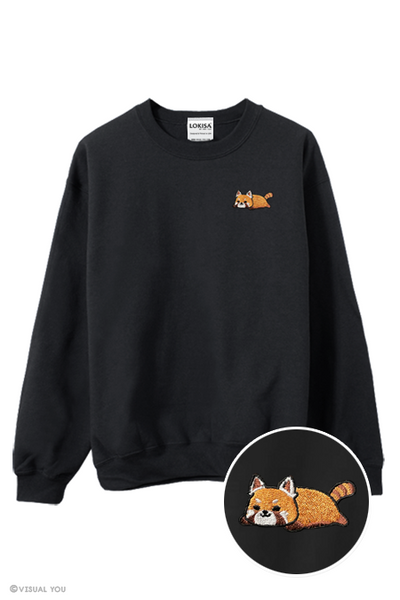 Relaxing Red Panda Embroidered Sweatshirt