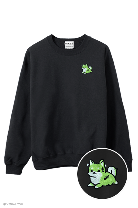 [Glow in the dark] Chubby Tubby Zombie Shiba Inu Embroidered Sweatshirt