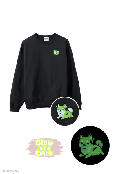 [Glow in the dark] Chubby Tubby Zombie Shiba Inu Embroidered Sweatshirt