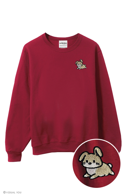 Chubby Tubby Cream Rabbit Embroidered Sweatshirt