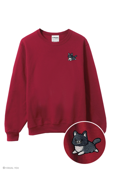 Chubby Tubby Black Cat Embroidered Sweatshirt