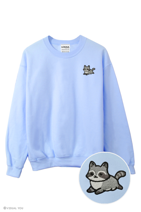 Chubby Tubby Raccoon Embroidered Sweatshirt