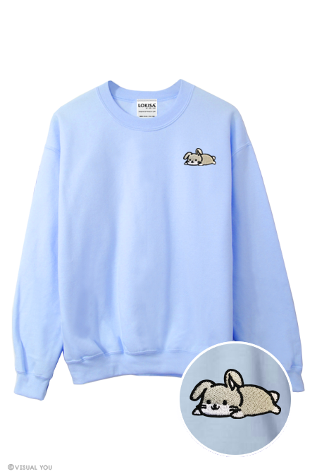 Relaxing Bunny Rabbit Embroidered Sweatshirt