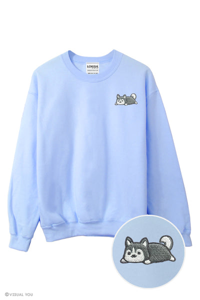 Relaxing Grey Husky Embroidered Sweatshirt