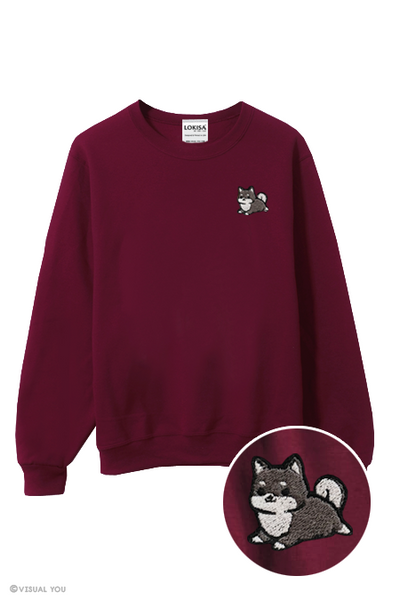 Chubby Tubby Black Shiba Inu Embroidered Sweatshirt