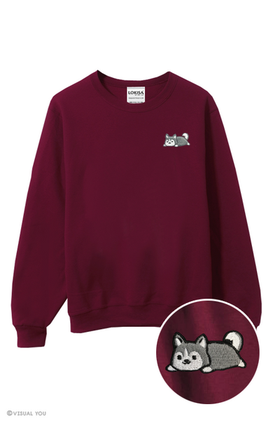 Relaxing Grey Husky Embroidered Sweatshirt