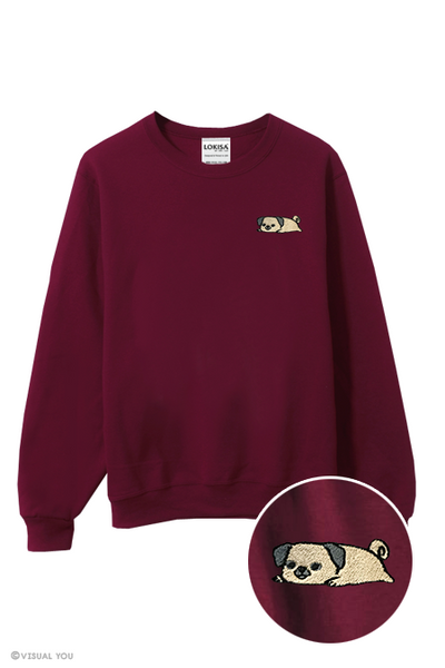 Relaxing Pug Embroidered Sweatshirt