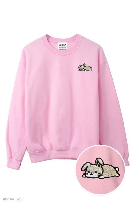 Relaxing Bunny Rabbit Embroidered Sweatshirt