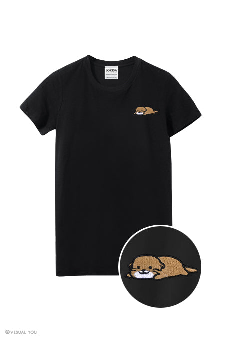 Relaxing Otter Embroidered T-Shirt