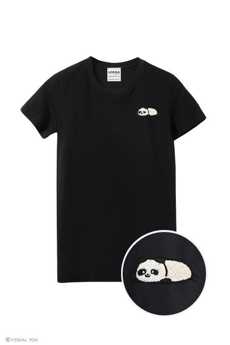Relaxing Panda Embroidered T-Shirt