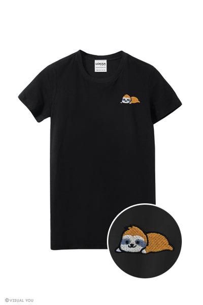 Relaxing Sloth Embroidered T-Shirt