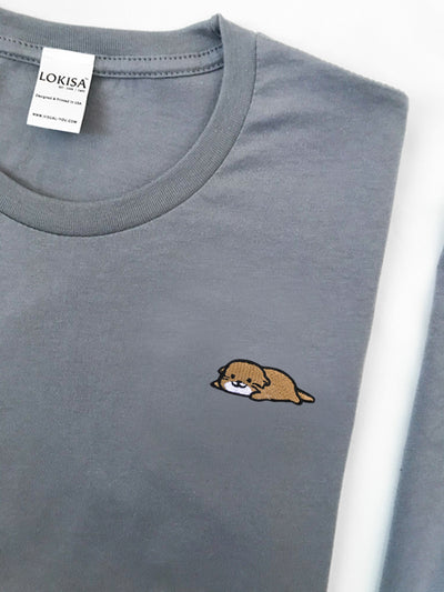 Relaxing Otter Embroidered T-Shirt