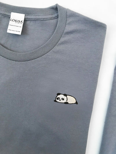 Relaxing Panda Embroidered T-Shirt