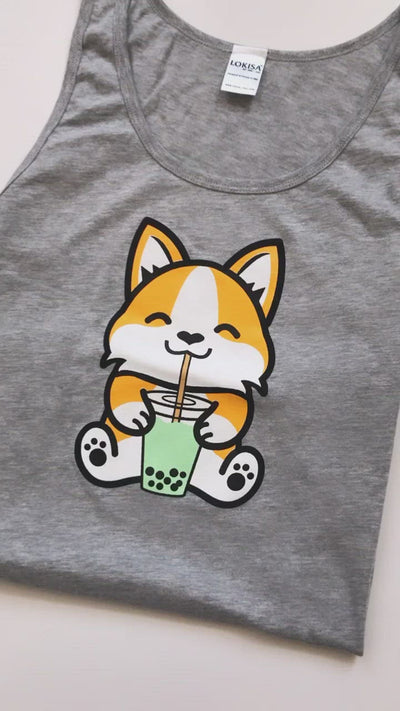 Bubble Tea Boba Corgi Tank Top