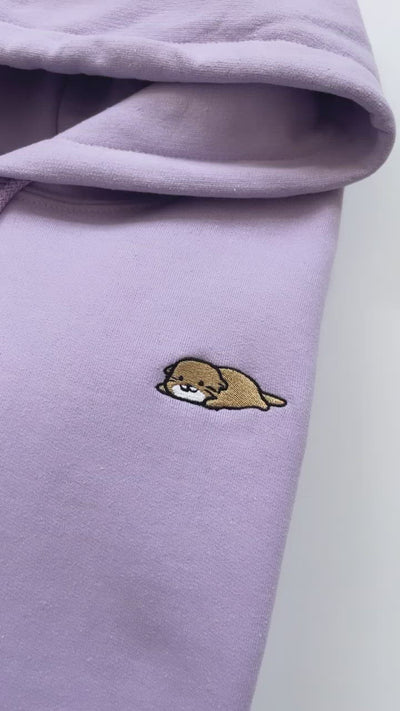 Relaxing Otter Embroidered Hoodie