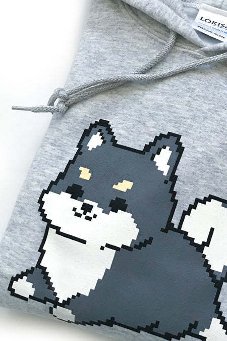 Pixel 8-Bit Shiba Inu Hoodie - Black & Tan Shiba