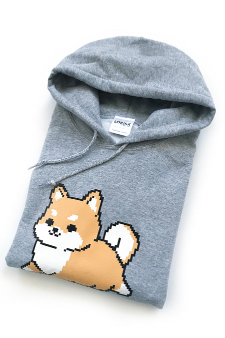 Pixel 8-Bit Shiba Inu Hoodie - Red Shiba