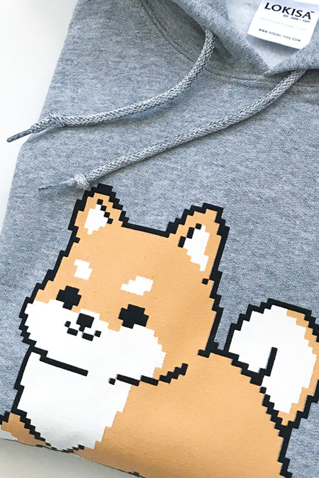 Pixel 8-Bit Shiba Inu Hoodie - Red Shiba