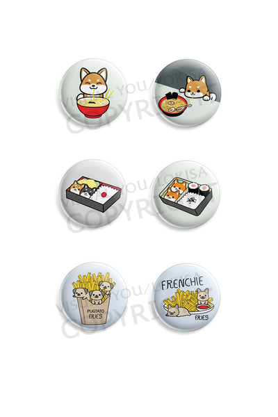 Shiba Inu, Pug, French Bulldog Foodie Love Button