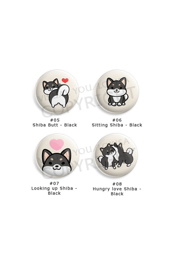 Red, Black, White Shiba Inu Button