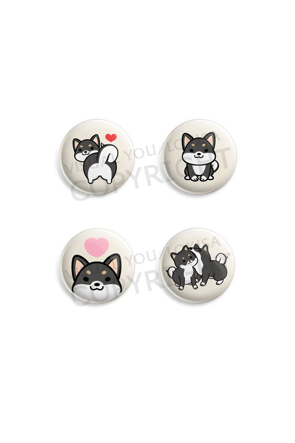 Red, Black, White Shiba Inu Button