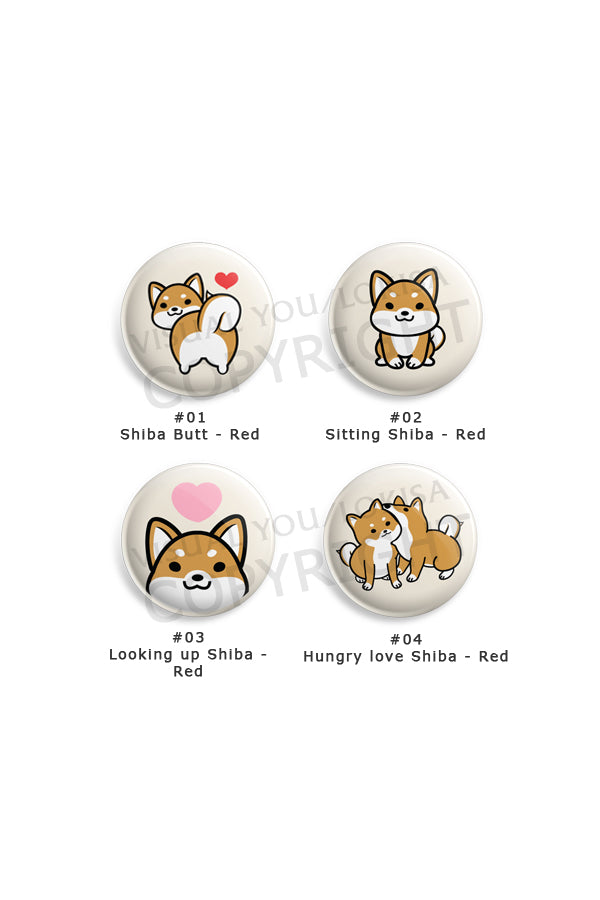 Red, Black, White Shiba Inu Button