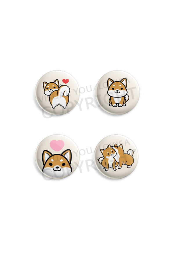 Red, Black, White Shiba Inu Button