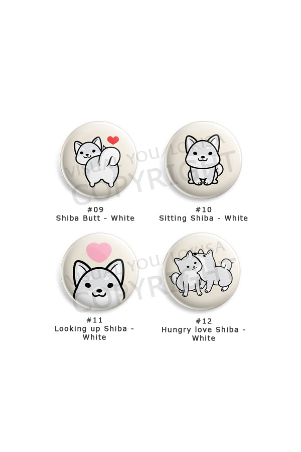 Red, Black, White Shiba Inu Button