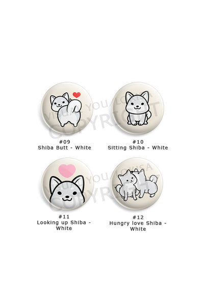 Red, Black, White Shiba Inu Button