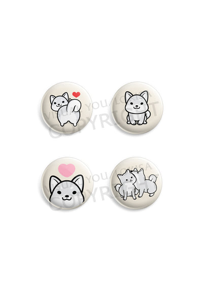 Red, Black, White Shiba Inu Button