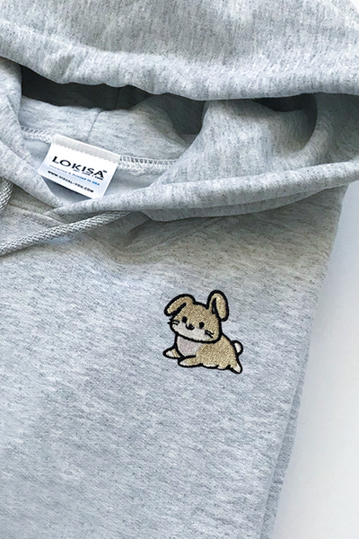 Chubby Tubby Cream Rabbit Embroidered Hoodie