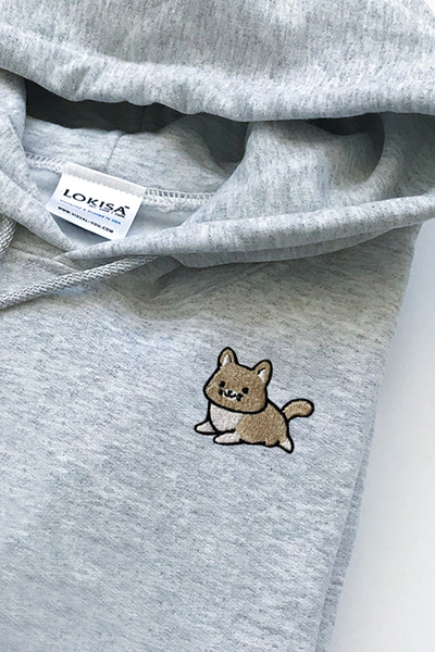 Chubby Tubby Cream Cat Embroidered Hoodie