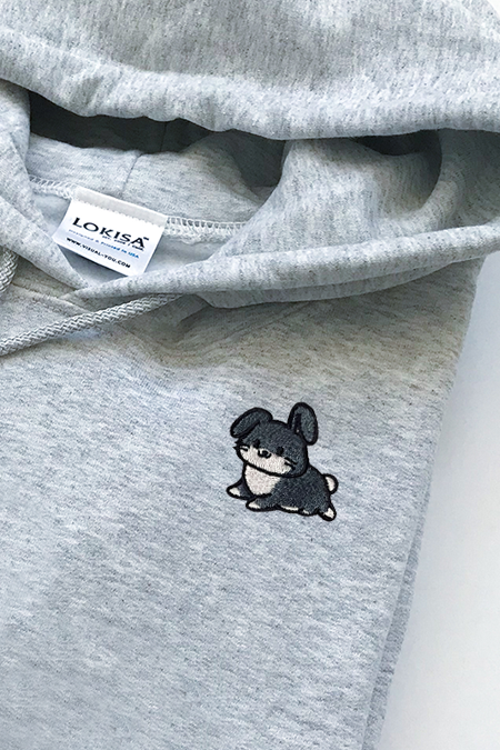 Chubby Tubby Black Rabbit Embroidered Hoodie