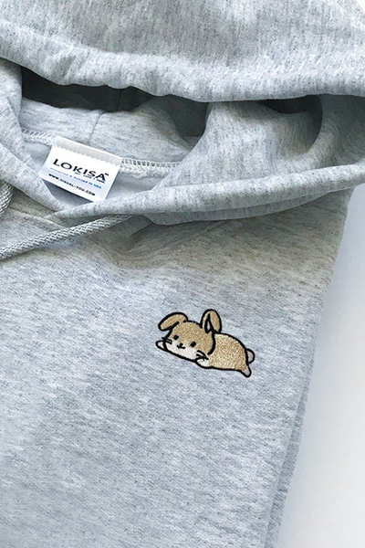 Relaxing Cream Rabbit Embroidered Hoodie